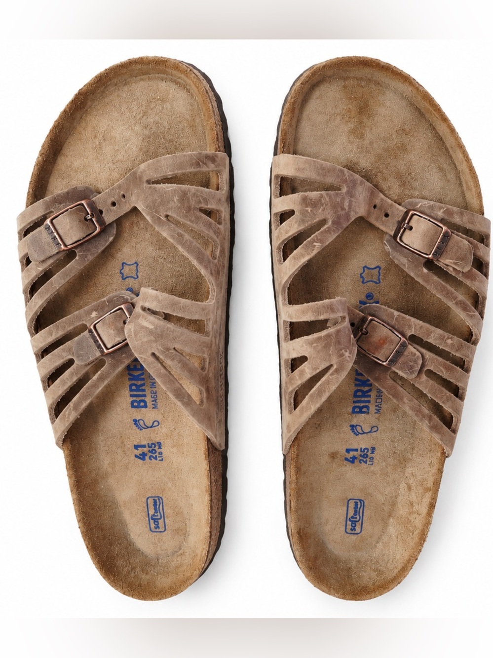 Birkenstock Granada Leather Soft Footbed Sandals Women's Size 10/ Men’s 8 EU 41